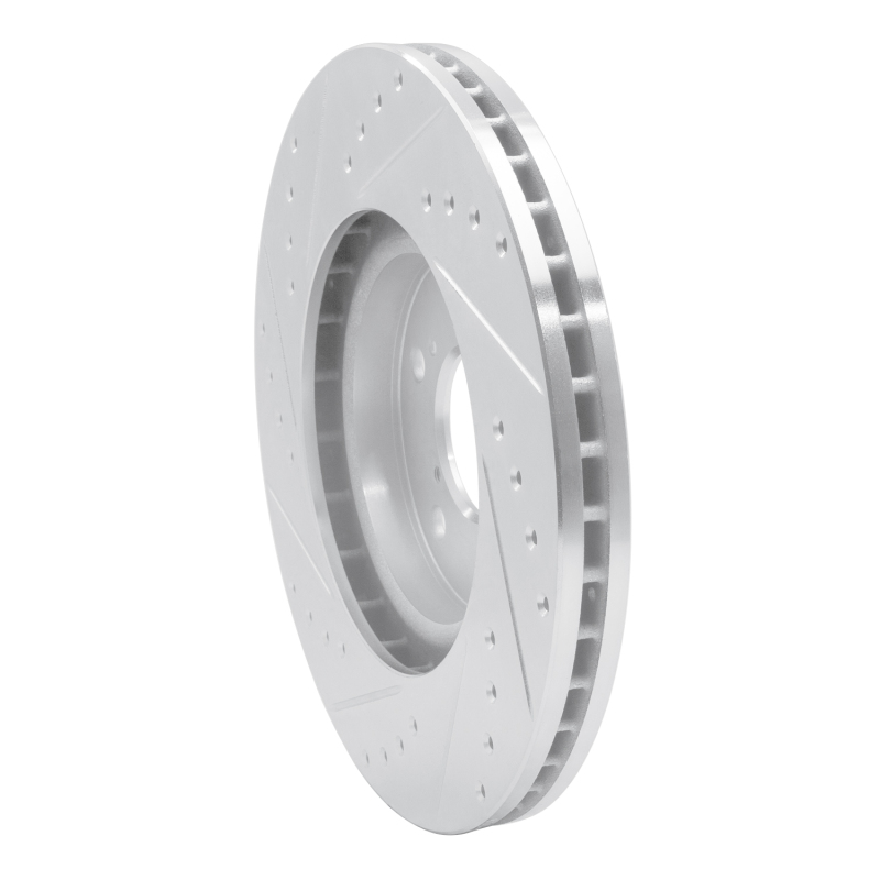 Honda Ridgeline Brake Rotor (1) - Front Right - R1 Concepts - Drilled & Slotted - Silver - `06-`14